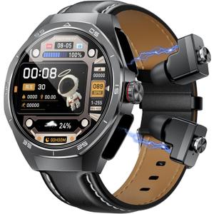 Smart Watch with Wireless Earbuds, Bluetooth Call Watches for Men 1.53" Steel Material Ultra-Thin Body 9D Sound Effects,Fitness Tracker Sports Watch, Compatible iPhone Android