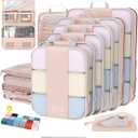 10 Set Compression Packing Cubes for Travel Gifts Women Mom,OlarHike Luggage Clothes Organizer for Travelers,Airplane/Cruise/Car/Train Travel Essentials,Compressible Expandable Saver Space Bags(Beige)