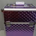 Stagiant Rolling Makeup Train Case Large Storage Cosmetic Trolley 4 Tray with Sliding Rail Removable Middle Layer with Key Swivel Wheels Salon Barber Case Traveling Cart Trunk (Purple)