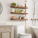 Floating Shelves for Wall, 1.5" Thick Wall Shelf Set of 3 with Invisible Brackets, L31.5 x W7.9 Hanging Shelves Farmhouse Home Decor for Bathroom, Living Room, Bedroom, Rustic Brown 8301BJP3BF