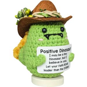 mini Positive Dinosaur Crochet Dinosaur Gift for Adults mini Dinosaur Figures Dinosaur Stuff,Kids Son Daughter mom Boy Girl Birthday Gifts