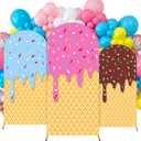 Moukeren 3 Pcs Ice Cream Drip Arch Backdrop Cover 4ft 5ft 6ft Wedding Arch Covers Spandex Backdrop Stand for Birthday Banquet Ceremony Photography Party Decoration