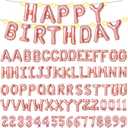 [85 PCS] 16" Foil Personalized Name Happy Birthday Balloons Letters, Mylar Aluminum Custom Name and Age Letter Balloons, 2 Sets A- Z & 0-9 for Birthday Party Graduation, Mother's Day Event (Rose)