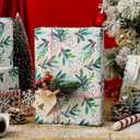 Retrify White Wrapping Paper Roll - Cute Red Berry and Green Leaves Mini Roll Foil Gift Wrap Paper for Christmas Holiday Festive Decoration - 17 Inches x 32.8 Feet