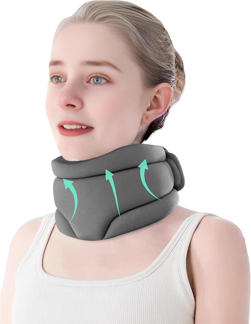 leeveel Neck Brace Cervical Collar, Neck Braces for Neck Pain and Support, Soft Foam Brace for Pain Relief, Adjustable Neck Support Collar for Sleeping, Travelling, Office (Grey)