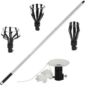 12FT Light Bulb Changer for High Ceilings, Aluminum Extension Pole with Suction Cup & 3 Cage Attachments, Light Bulb Removal Tools for Recessed Lights and Standard Bulbs