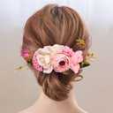 Flower Hair Clip for Women - Elegant Hair Accessory for Wedding, Party & Daily Wear (Pink 1)