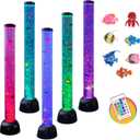 3.3ft Sensory Bubble Fish Tube Lamp with Remote, 7 Color Changing Aquarium Night Light with Moving Fish & Variable Bubble Stream- Calming Gift for Kids & Sensory Rooms