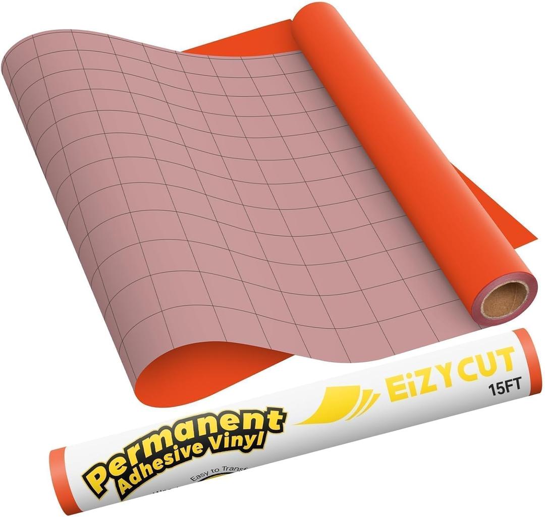 Permanent Adhesive Vinyl Roll - 12" x 15ft Matte Orange Sticker Vinyl for All Cutting Machines, for Signs, Decals, Home & DIY Projects