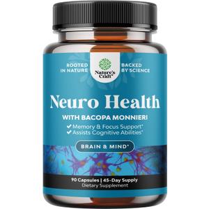 Nootropic Brain Supplement for Memory and Focus Support - Vitamins for Mental Support & Clarity with Bacopa Monnieri, VIT A, B6, Riboflavin, Niacin, Thiamin & Folate - Cognitive Complex , 90 Count