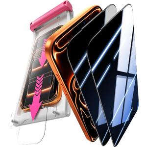 3 x Hoerrye Privacy Screen Protector for iPhone 17 Pro - [Anti Spy][Easy Installation] Case Friendly,Tempered Glass 9H Hardness Shatterproof,Anti Fingerprint,Bubble Free,2 Pack