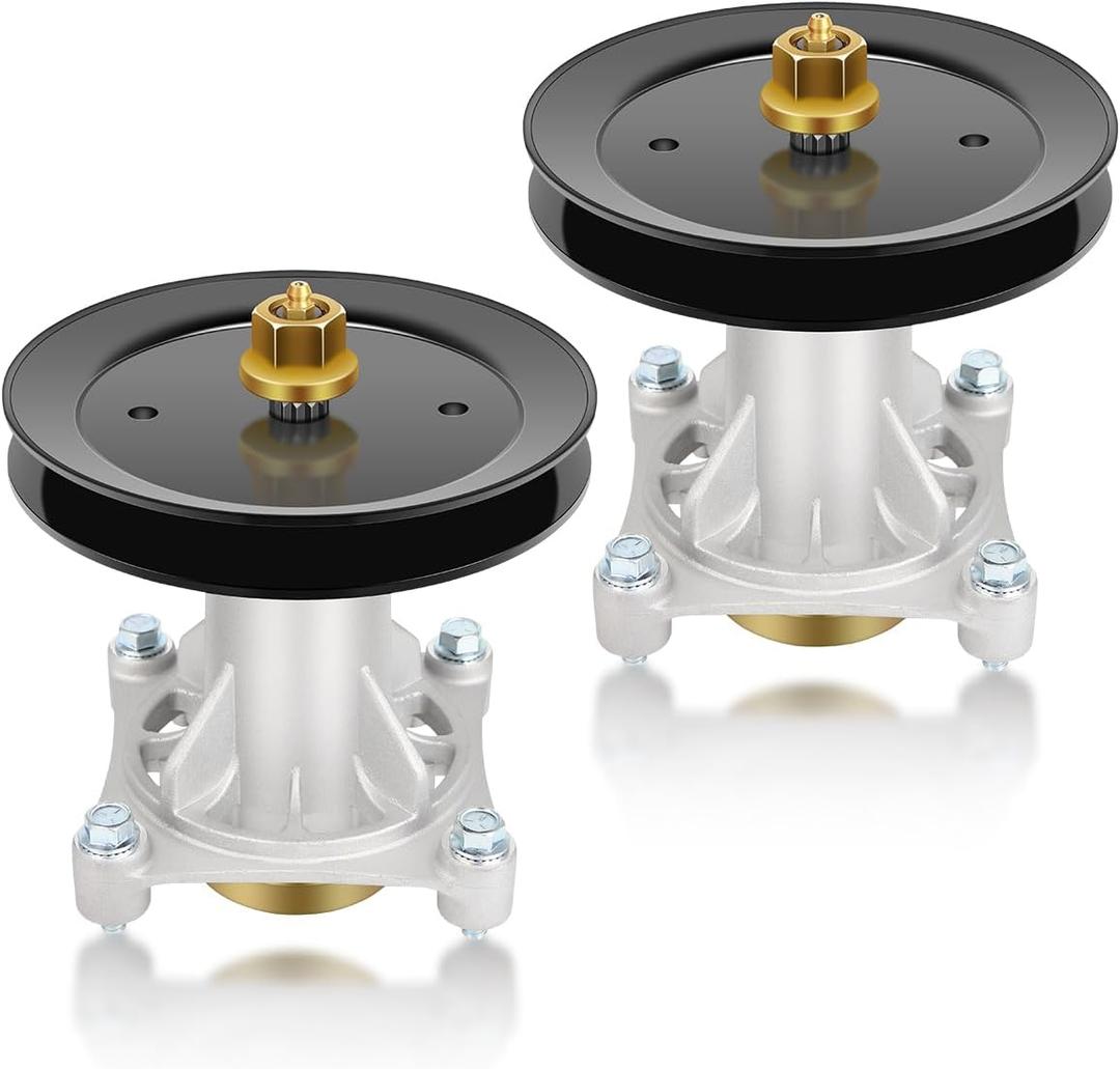 Lawn Mower Spindle with Pulley for Husqvarna YTH22V46 Ariens Poulan Jonsered Mandrel Assembly Replacement Part Number 532187292 532192870 532187281 21546238 21546299 197473 532195945 21546446 2-Pack