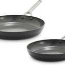 GreenPan x Bobby Flay 10 & 12 Hard Anodized Ceramic Nonstick Frying Pan Set, PFAS-Free, Induction Compatible Skillets, Oven & Broiler Safe to 600F, Dishwasher Safe, Black
