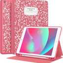 Supveco Case for iPad 9th/8th/7th Generation 10.2 inch (2021/2020/2019 Model) with Pencil Holder, Premium Folio Stand Case with Auto Wake/Sleep,Soft TPU Back Shell Cover for iPad 10.2 Inch-Watermelon