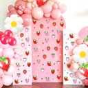 100 PCS Pink Red Strawberry Decals Berry Stickers for Balloon Arch Strawberries Party Decorations Backdrop Vinyl Decal Fruit Wall Sticker Berry Signs for Girls First Birthday Baby Shower Supplies