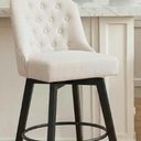 KISLOT Counter Height Swivel Barstools with Back,26" H Seat Height Upholstered Bar Stools for Kitchen Island,,Beige Fabric