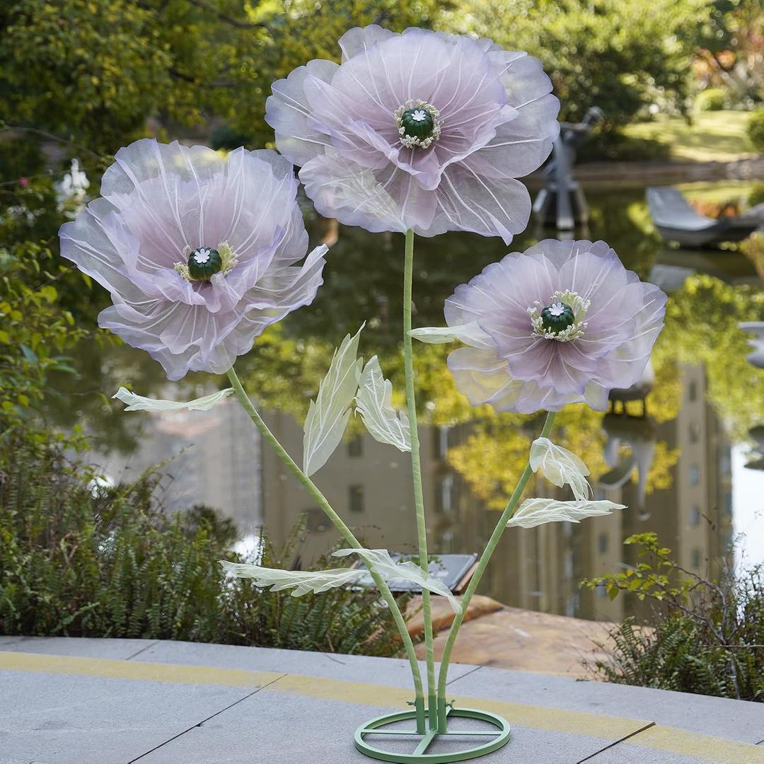 Giant Artificial Flowers for Decoration with Stand,Extra-Large Gradient Pink to Purple Faux Bloom Display for Wedding Decor,Event Backdrops, Storefront Styling & Home Interior Decoration, 13"D x 13"W x 66.93"H