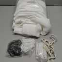 Off White Pinch Pleated Sheer Curtains 96 Inches Long 2 Panels, Thin Textured Linen Look Living Room Drapes Window, Ivory Sliding Glass Door Ceiling Curtain with Rings & Hooks & Back Tab