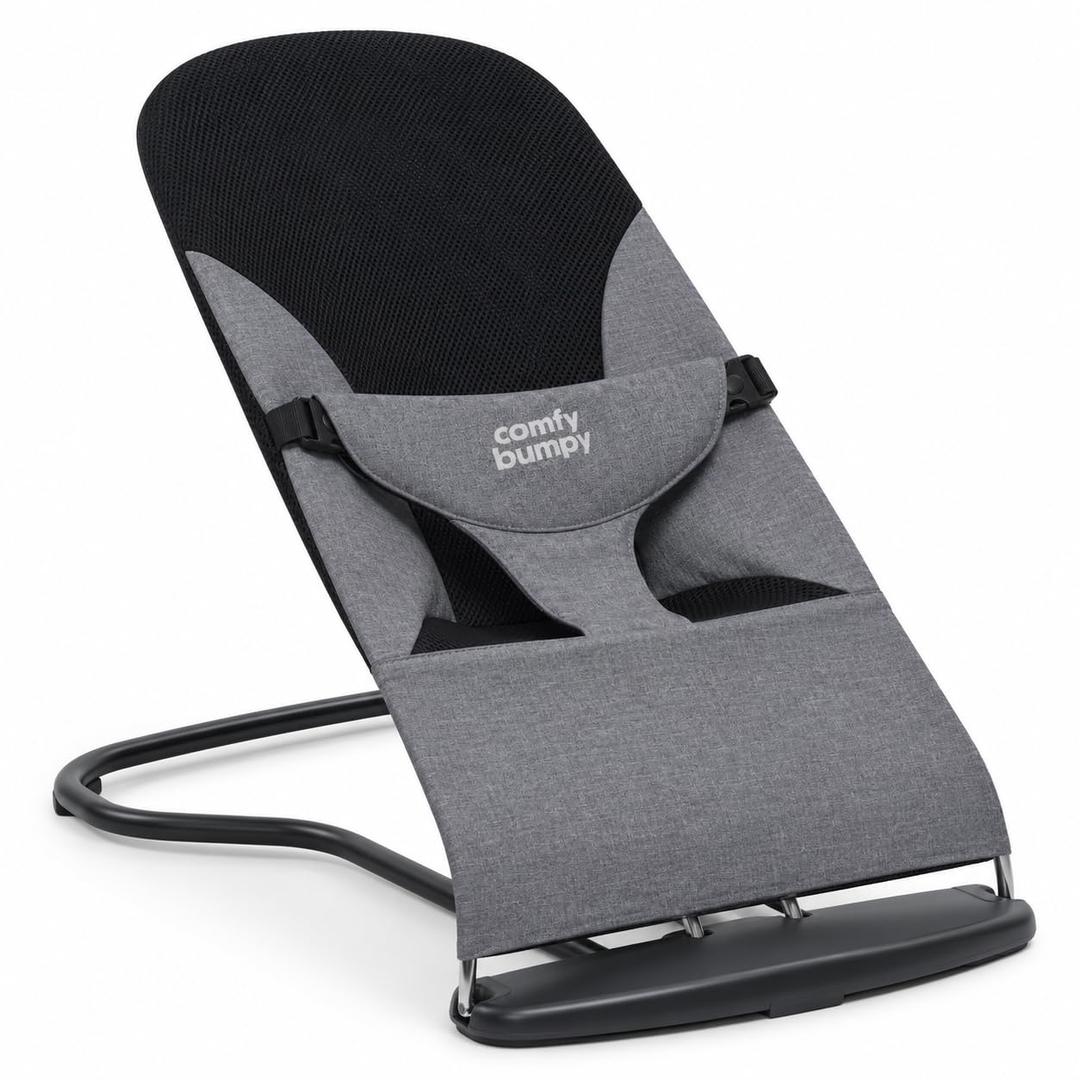 ComfyBumpy Portable Baby Bouncer, Organic Cotton, 3-Position Recline