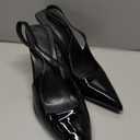 THESHY Women's Pointed Toe High Stiletto Heels Slingback Stretch Slip-on Pumps Backless Patent Leather Fashion Dress Shoes for Women (9, Black)