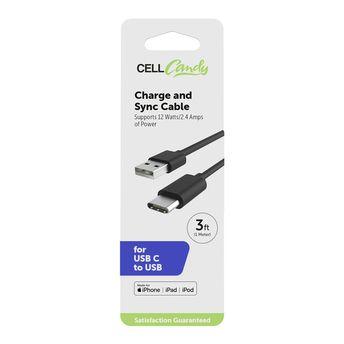 CellCandy USB-C/A Charge & Sync Cable, Black