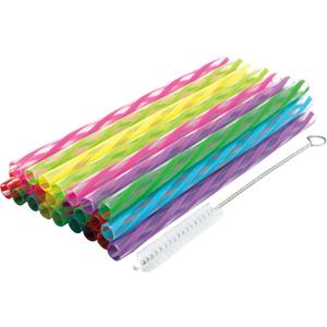 Jacent Plastic Reusable Kids Straws Plus Cleaning Brush, 6 Inch: 24 Straws (24 Count (Pack of 1))