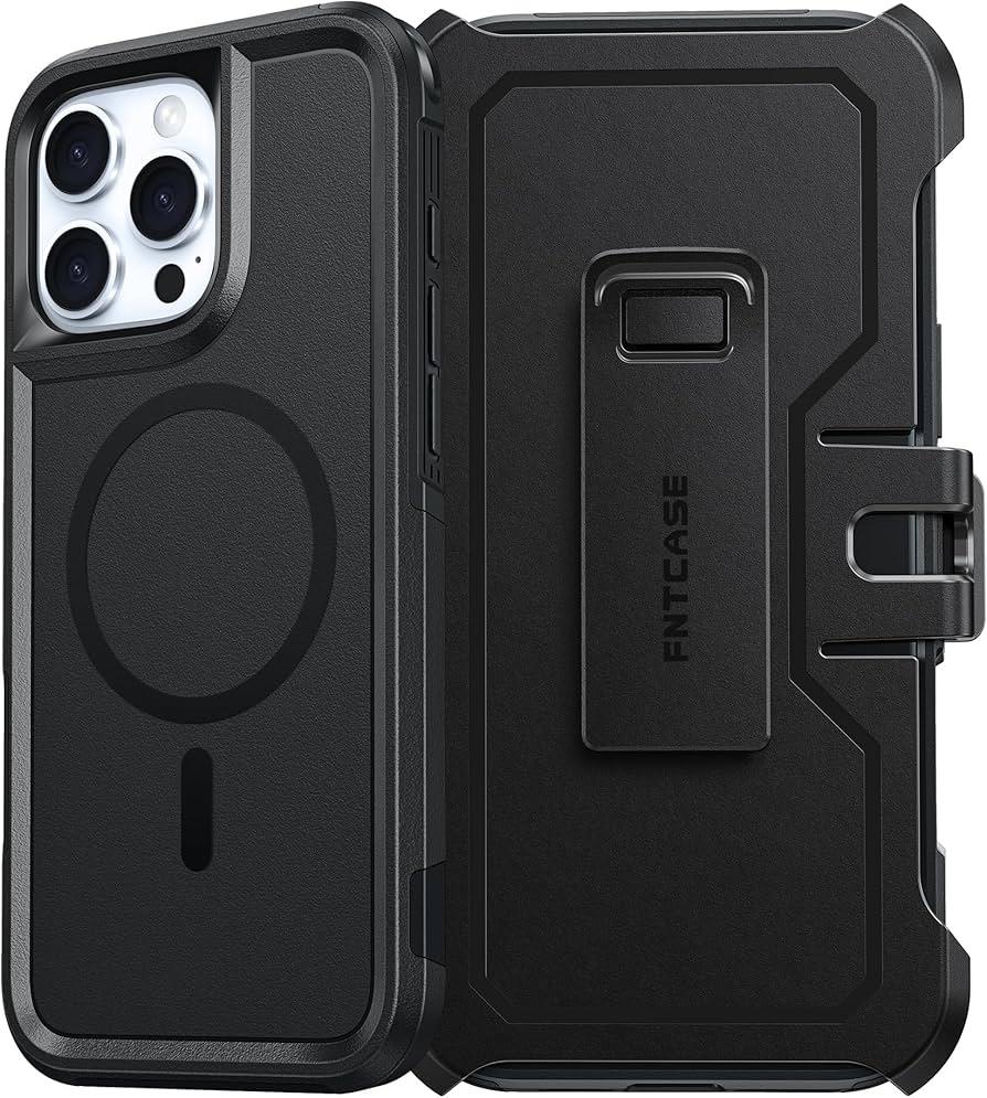 FNTCASE for iPhone 16 Pro-Max Case: Magnetic Dual Layer Shockproof Protective Cell Phone Cover with Belt-Clip Holster | Heavy Duty Military Grade Drop Protection Non Slip Textured Phonecase