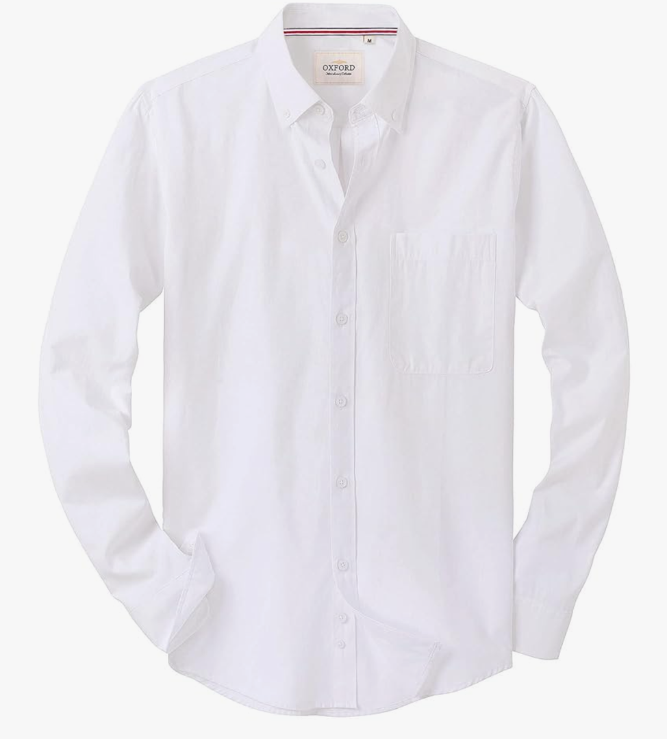 Alimens & Gentle Mens Solid Oxford Shirt Long Sleeve Dress Shirt Work Casual Button Down Shirts with Pocket S