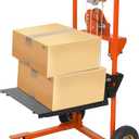 Material Lift Winch Stacker, 440 lbs Capacity Table Cart, 35.4" Lifting Height Manual Forklift Stacker, Pallet Jack Truck Dolly with Swivel Casters and Lift Plate (Orange)