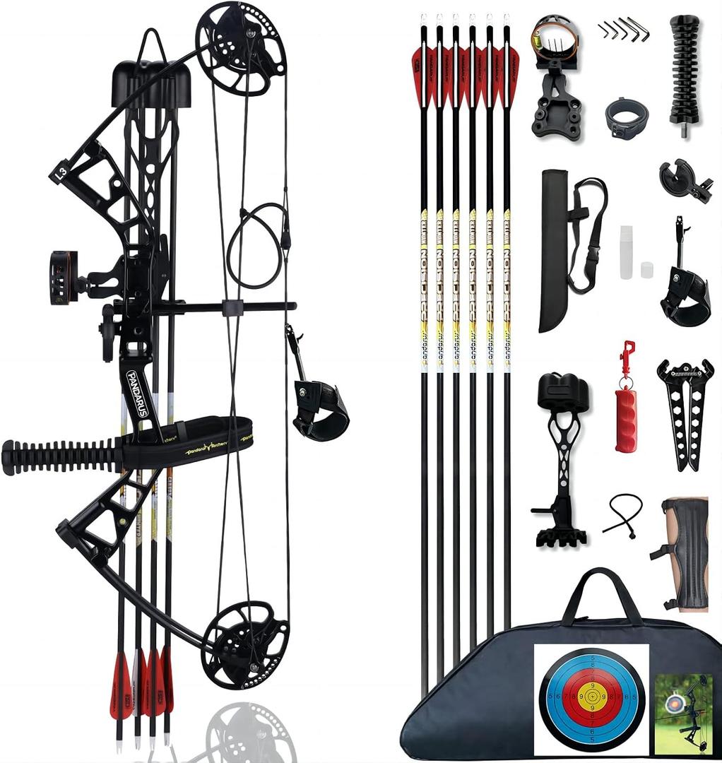 Compound Bow Set 10-40lbs for Pull Child Right Hand Lightweight Design Bow Adjustable 16"~28" Draw Length IBO 290fps New 2024 Professional Set for Youth&Kids