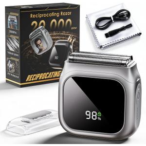 Electric Razor for Men,Innovative Mirror-Like Design,Beard Trimmer for Men with 20,000 RPM Motor,LED Display,3 Floating Blades,IPX7 Waterproof,Mini Men's Foil Shavers - Perfect for Travel & Home Use