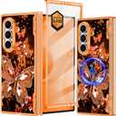 Hekodonk for Galaxy Z Fold 7 Case,[Compatible with MagSafe][Glow in The Dark][Front Screen Protector][Stand][Hinge Protection],Slim Fit for Women Girls for Samsung Galaxy Z Fold 7,Blight Orange