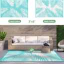 GENIMO Outdoor Rug 5' x 8' Waterproof for Patios Clearance, Reversible Outdoor Plastic Straw Camping Rug Carpet, Large Area Rugs Mats for RV, Picnic, Backyard, Deck, Balcony, Porch, Aqua Blue&White