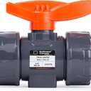 Kaplan 3/4" PVC True Union Ball Valve with Full Port, ASTM F1970, EPDM O-Rings and Reversible PTFE Seats, Rated at 200 PSI @73F, Gray, 3/4 inch Socket (3/4")