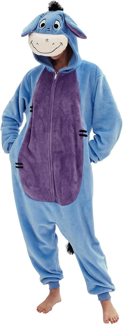 Adult Onesie Pajamas Unisex Animal One-Piece Cartoon Costume Cosplay Homewear Sleepwear Partywear For Men Women (Blue, M)
