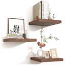 Square Floating Shelves for Wall12"W x 12"D x 1.2"H, Small Engineered Wood Wall Shelves with Invisible Brackets for Living Room Bedroom Bathroom Office Kitchen Storage Decor, Walnut Finish, Set of 3