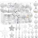 SHareconn 100pcs Christmas Tree Decorations Ornaments Set, Shatterproof Plastic Baubles Decorative Balls for Xmas Tree Decor Holiday Wedding Party, White