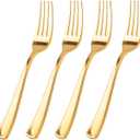 WDF 100 Pcs Gold Plastic Forks Heavy Duty - BPA-FREE, Sturdy&Durable Forks Disposable 7.4inch - Elegant Gold Forks for Dessert, Durable Plastic Cutlery for Party, Wedding or Daily Using