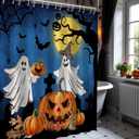 pinata Halloween Shower Curtain for Bathroom, Halloween Bathroom Decor, Ghost Shower Curtain Pumpkins Bath Curtains with Hooks 72x78