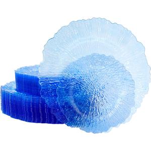 U-QE 60PCS Clear Blue Plates - Blue Plastic Hanukkah Plates Disposable&Reusable - Heavy Duty Plastic Plate for Hanukkah, Party&Wedding Including 30 Dinner Plate 10" & 30 Appetizer Plate 7"