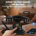 Sangyn Bluetooth Retro Landline Phone with Voice Assistant, Compatible with Android & iOS, Wireless Physical Home Telephone with Speakerphone & Volume Control, Black
