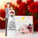 Faceless Couple Resin Statue - Romantic Valentines Day Gift, Wedding Cake Topper & Sentimental Home Accent (White/Gray/Red)
