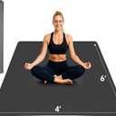 Extra Large Yoga Mat 6'x4'(1/3" & 1/4" Thick), Non-Slip, Ultra Durable, Wide Workout Mat, Wide Exercise Mats for Home Workouts, Yoga, Pilates, Stretching (Barefoot Exercise) (Black)