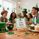 2 x St Patricks Day Decoration - Happy Saint Patricks Day Accessories Decor, Wood Ceramic Irish Blessing Table Desk Sign, Green Lucky Shamrock Home Office Spring Tiered Tray Decor Centerpiece