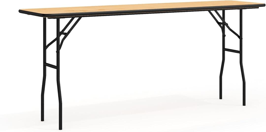 Flash Furniture Gael 6' Wood Folding Training and Event Table, Rectangular Folding Training Table with Smooth Clear Coated Finished Top, Natural