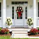 Faux Hydrangea Trees 30“ 2 Pack, Hydrangea Artificial Flower for Outdoor, UV Resistant Lifelike Potted Shrubs for Porch & Patio, Fake Plants for Wedding, Living Room Farmhouse (White)