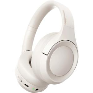 Active Noise Cancelling Headphones with Transparency Mode, 80H Playtime Wireless Over Ear Bluetooth Headphones with ENC Microphone, Deep Bass, Memory Foam Ear Cups, for Travel, Home Office, White