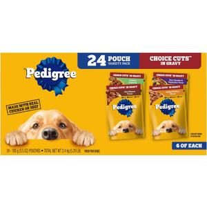 Pedigree Choice Cuts in Gravy Adult Soft Wet Dog Food 24-Count Variety Pack, 3.5 oz. Pouches