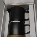 Tea Pot Sets for One,Stackable Ceramic Tea Set for One with 10 oz Personal Teapot and Infuser,Single Teapot and Cup Set for Adults(Matte Black)