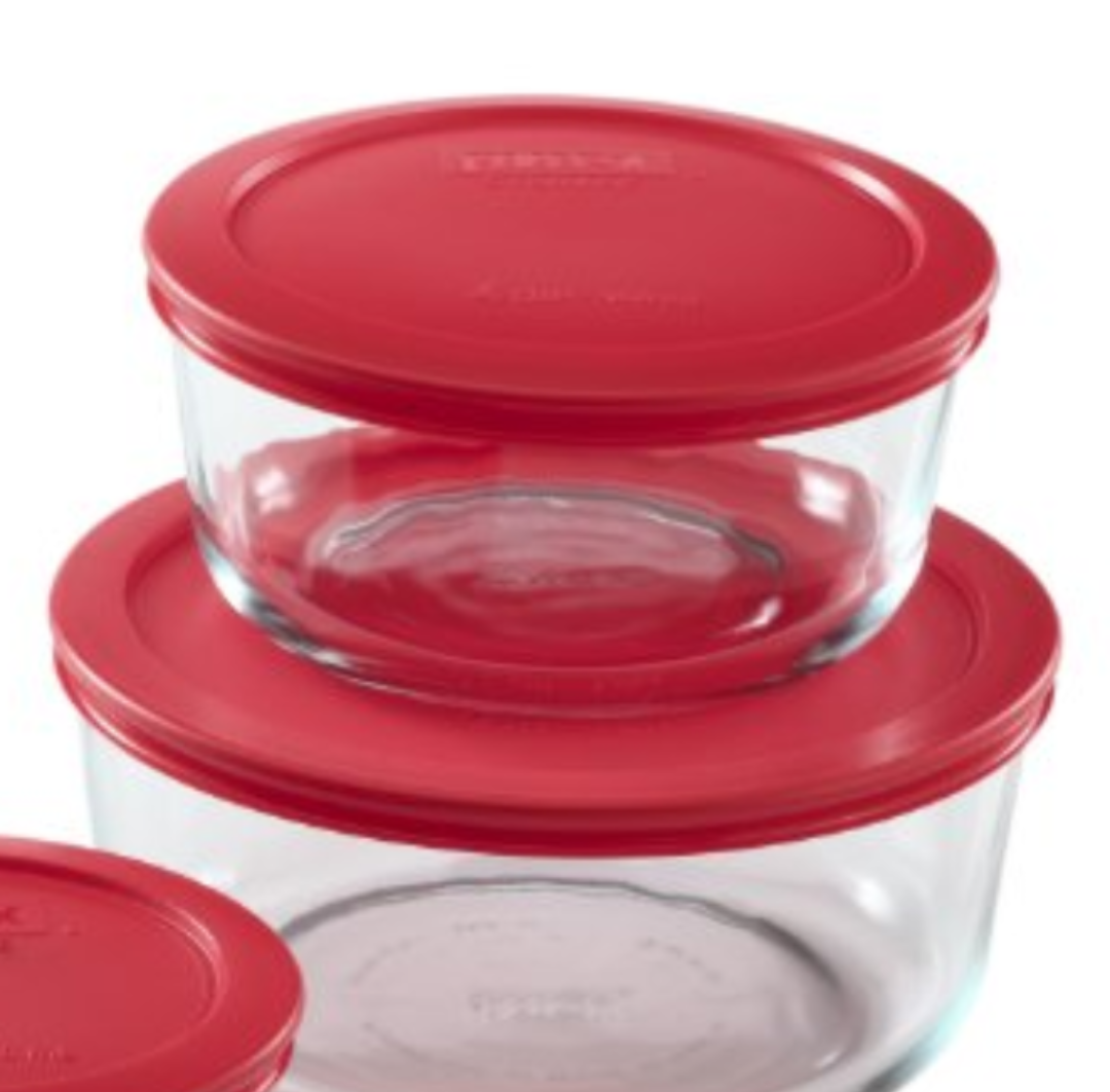 Pyrex Simply Store 4-Piece Round Glass Food Storage Set Made in the USA